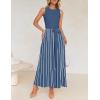 imageZESICA Womens Summer Spring Midi Dress 2025 Sleeveless Ribbed Knit Tie Waist Casual A Line Sweater DressesDustyblue
