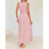 imageZESICA Womens Summer Spring Midi Dress 2025 Sleeveless Ribbed Knit Tie Waist Casual A Line Sweater DressesDustypink