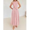 imageZESICA Womens Summer Spring Midi Dress 2025 Sleeveless Ribbed Knit Tie Waist Casual A Line Sweater DressesDustypink