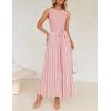 imageZESICA Womens Summer Spring Midi Dress 2025 Sleeveless Ribbed Knit Tie Waist Casual A Line Sweater DressesDustypink