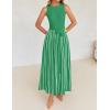 imageZESICA Womens Summer Spring Midi Dress 2025 Sleeveless Ribbed Knit Tie Waist Casual A Line Sweater DressesGreen