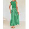 imageZESICA Womens Summer Spring Midi Dress 2025 Sleeveless Ribbed Knit Tie Waist Casual A Line Sweater DressesGreen