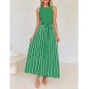imageZESICA Womens Summer Spring Midi Dress 2025 Sleeveless Ribbed Knit Tie Waist Casual A Line Sweater DressesGreen