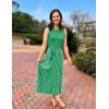 imageZESICA Womens Summer Spring Midi Dress 2025 Sleeveless Ribbed Knit Tie Waist Casual A Line Sweater DressesGreen