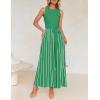 imageZESICA Womens Summer Spring Midi Dress 2025 Sleeveless Ribbed Knit Tie Waist Casual A Line Sweater DressesGreen