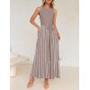 imageZESICA Womens Summer Spring Midi Dress 2025 Sleeveless Ribbed Knit Tie Waist Casual A Line Sweater DressesKhaki