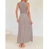 imageZESICA Womens Summer Spring Midi Dress 2025 Sleeveless Ribbed Knit Tie Waist Casual A Line Sweater DressesKhaki