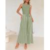 imageZESICA Womens Summer Spring Midi Dress 2025 Sleeveless Ribbed Knit Tie Waist Casual A Line Sweater DressesLightgreen