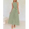 imageZESICA Womens Summer Spring Midi Dress 2025 Sleeveless Ribbed Knit Tie Waist Casual A Line Sweater DressesLightgreen