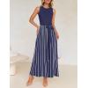 imageZESICA Womens Summer Spring Midi Dress 2025 Sleeveless Ribbed Knit Tie Waist Casual A Line Sweater DressesNavy