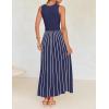 imageZESICA Womens Summer Spring Midi Dress 2025 Sleeveless Ribbed Knit Tie Waist Casual A Line Sweater DressesNavy