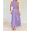 imageZESICA Womens Summer Spring Midi Dress 2025 Sleeveless Ribbed Knit Tie Waist Casual A Line Sweater DressesPurple