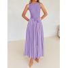 imageZESICA Womens Summer Spring Midi Dress 2025 Sleeveless Ribbed Knit Tie Waist Casual A Line Sweater DressesPurple