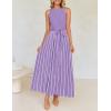 imageZESICA Womens Summer Spring Midi Dress 2025 Sleeveless Ribbed Knit Tie Waist Casual A Line Sweater DressesPurple