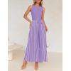 imageZESICA Womens Summer Spring Midi Dress 2025 Sleeveless Ribbed Knit Tie Waist Casual A Line Sweater DressesPurple