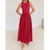 imageZESICA Womens Summer Spring Midi Dress 2025 Sleeveless Ribbed Knit Tie Waist Casual A Line Sweater DressesRed
