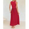imageZESICA Womens Summer Spring Midi Dress 2025 Sleeveless Ribbed Knit Tie Waist Casual A Line Sweater DressesRed