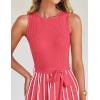imageZESICA Womens Summer Spring Midi Dress 2025 Sleeveless Ribbed Knit Tie Waist Casual A Line Sweater DressesWatermelon