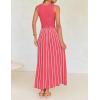imageZESICA Womens Summer Spring Midi Dress 2025 Sleeveless Ribbed Knit Tie Waist Casual A Line Sweater DressesWatermelon