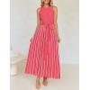 imageZESICA Womens Summer Spring Midi Dress 2025 Sleeveless Ribbed Knit Tie Waist Casual A Line Sweater DressesWatermelon