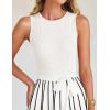imageZESICA Womens Summer Spring Midi Dress 2025 Sleeveless Ribbed Knit Tie Waist Casual A Line Sweater DressesWhite