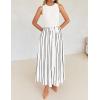 imageZESICA Womens Summer Spring Midi Dress 2025 Sleeveless Ribbed Knit Tie Waist Casual A Line Sweater DressesWhite