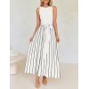 imageZESICA Womens Summer Spring Midi Dress 2025 Sleeveless Ribbed Knit Tie Waist Casual A Line Sweater DressesWhite
