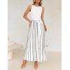 imageZESICA Womens Summer Spring Midi Dress 2025 Sleeveless Ribbed Knit Tie Waist Casual A Line Sweater DressesWhite