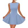 imageZESICA Womens 2025 Summer Sleeveless Cocktail Mini Dress Boat Neck Backless Swing A Line Wedding Club Party Short DressesLight Blue