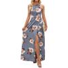 imageZESICA Womens Summer Halter Neck Floral Print Backless Split Beach Party Maxi DressGrey