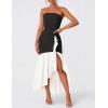 imageZESICA Womens 2025 Summer Strapless Bodycon Maxi Dress Ribbed Sexy High Split Mermaid Prom Party DressesBlack