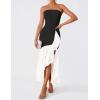 imageZESICA Womens 2025 Summer Strapless Bodycon Maxi Dress Ribbed Sexy High Split Mermaid Prom Party DressesBlack