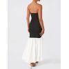 imageZESICA Womens 2025 Summer Strapless Bodycon Maxi Dress Ribbed Sexy High Split Mermaid Prom Party DressesBlack