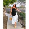 imageZESICA Womens 2025 Summer Strapless Bodycon Maxi Dress Ribbed Sexy High Split Mermaid Prom Party DressesBlack