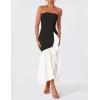 imageZESICA Womens 2025 Summer Strapless Bodycon Maxi Dress Ribbed Sexy High Split Mermaid Prom Party DressesBlack