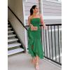 imageZESICA Womens 2025 Summer Strapless Bodycon Maxi Dress Ribbed Sexy High Split Mermaid Prom Party DressesDarkgreen