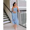 imageZESICA Womens 2025 Summer Strapless Bodycon Maxi Dress Ribbed Sexy High Split Mermaid Prom Party DressesLightblue