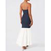imageZESICA Womens 2025 Summer Strapless Bodycon Maxi Dress Ribbed Sexy High Split Mermaid Prom Party DressesNavy