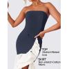 imageZESICA Womens 2025 Summer Strapless Bodycon Maxi Dress Ribbed Sexy High Split Mermaid Prom Party DressesNavy