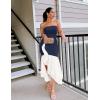 imageZESICA Womens 2025 Summer Strapless Bodycon Maxi Dress Ribbed Sexy High Split Mermaid Prom Party DressesNavy