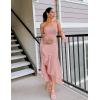 imageZESICA Womens 2025 Summer Strapless Bodycon Maxi Dress Ribbed Sexy High Split Mermaid Prom Party DressesPink