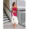imageZESICA Womens 2025 Summer Strapless Bodycon Maxi Dress Ribbed Sexy High Split Mermaid Prom Party DressesRose