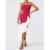imageZESICA Womens 2025 Summer Strapless Bodycon Maxi Dress Ribbed Sexy High Split Mermaid Prom Party DressesRose