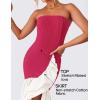 imageZESICA Womens 2025 Summer Strapless Bodycon Maxi Dress Ribbed Sexy High Split Mermaid Prom Party DressesRose