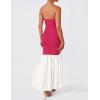 imageZESICA Womens 2025 Summer Strapless Bodycon Maxi Dress Ribbed Sexy High Split Mermaid Prom Party DressesRose