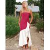imageZESICA Womens 2025 Summer Strapless Bodycon Maxi Dress Ribbed Sexy High Split Mermaid Prom Party DressesRose