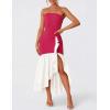 imageZESICA Womens 2025 Summer Strapless Bodycon Maxi Dress Ribbed Sexy High Split Mermaid Prom Party DressesRose