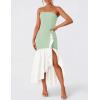 imageZESICA Womens 2025 Summer Strapless Bodycon Maxi Dress Ribbed Sexy High Split Mermaid Prom Party DressesSage