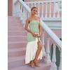 imageZESICA Womens 2025 Summer Strapless Bodycon Maxi Dress Ribbed Sexy High Split Mermaid Prom Party DressesSage