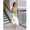 imageZESICA Womens 2025 Summer Strapless Bodycon Maxi Dress Ribbed Sexy High Split Mermaid Prom Party DressesSage